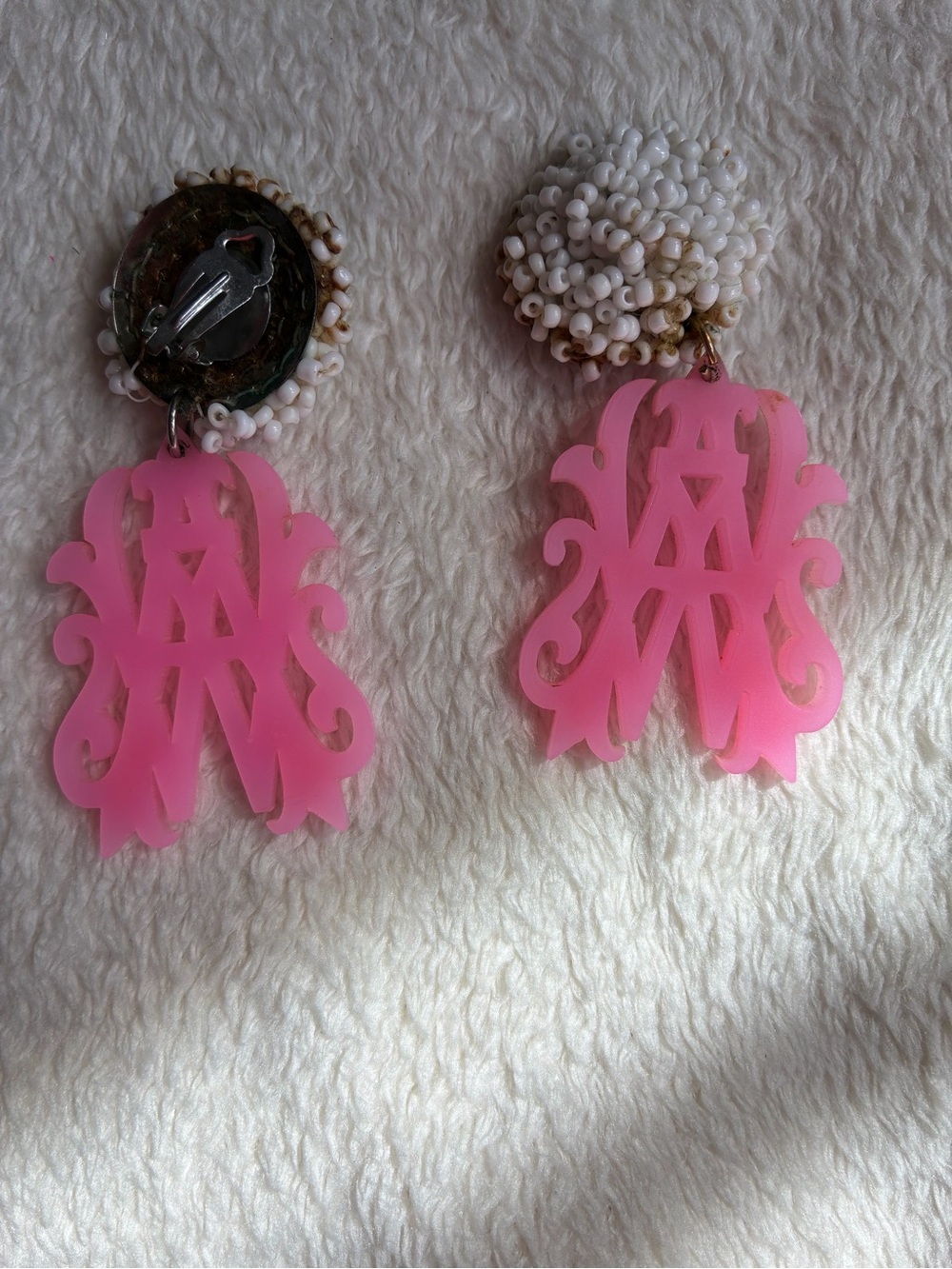 Pink Beaded Acrylic Drop Earrings - Women Jewelry